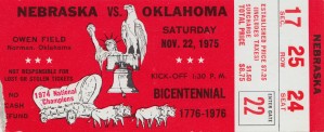 1975 Oklahoma Sooners vs. Nebraska Football Ticket Art